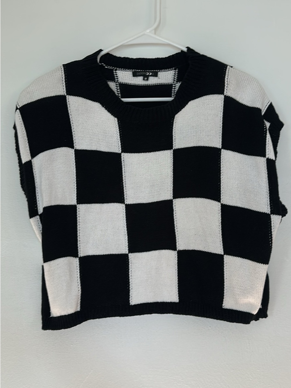 Papermoon Checkerboard Knit Vest - Black & White
